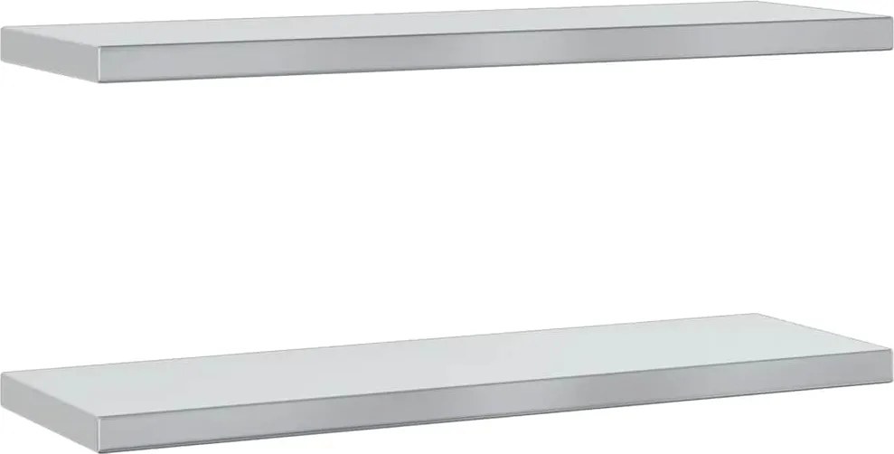 vidaXL 2 db ezüstszínű rozsdamentes acél fali polc 75 x 23,5 x 3 cm