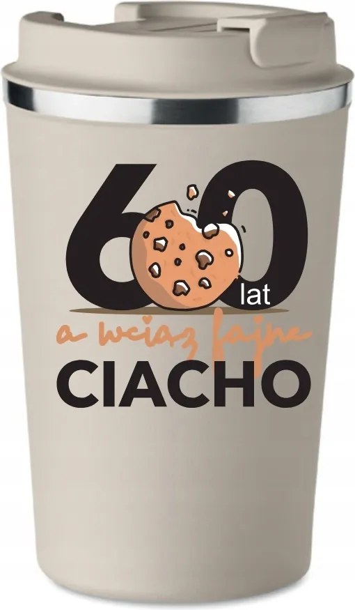 Prémium Termo Bögre bézs Sütemény Ajándék 60 éves Születésnapra KT_413