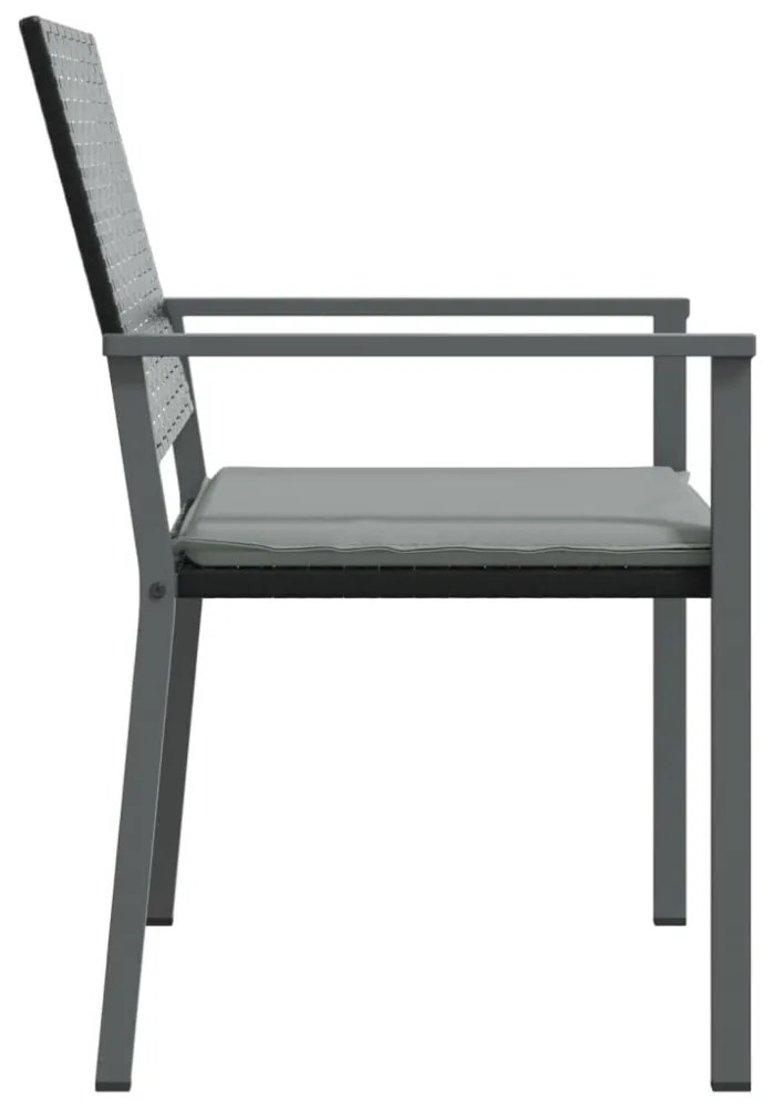 4 db fekete polyrattan kerti szék párnával 56x62,5x89 cm