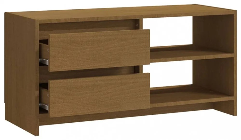 mézbarna tömör fenyőfa TV-szekrény 80 x 31 x 39 cm