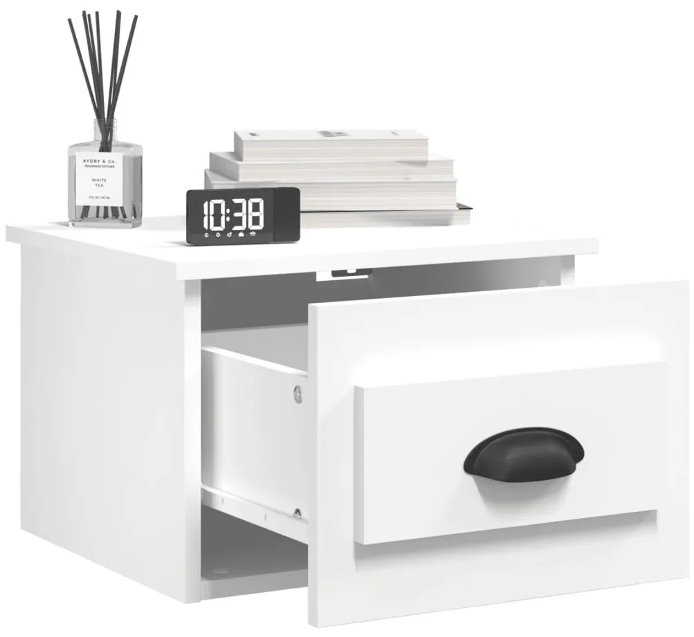 2 db fehér falra szerelhető éjjeliszekrény 41,5x36x28 cm