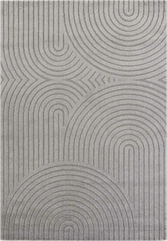 Szürke szőnyeg nappaliba 133x190cm,modern kivágott geometrikus boho minta