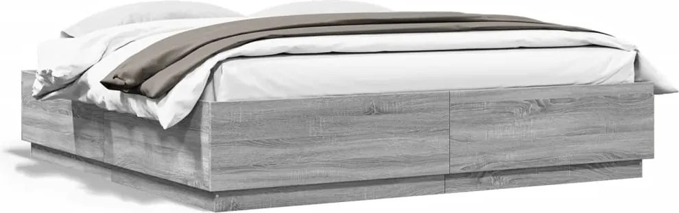vidaXL sonoma tölgyszínű szerelt fa ágykeret 200 x 200 cm