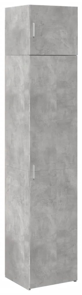 betonszürke szerelt fa vékony tárolószekrény 45 x 42,5 x 225 cm