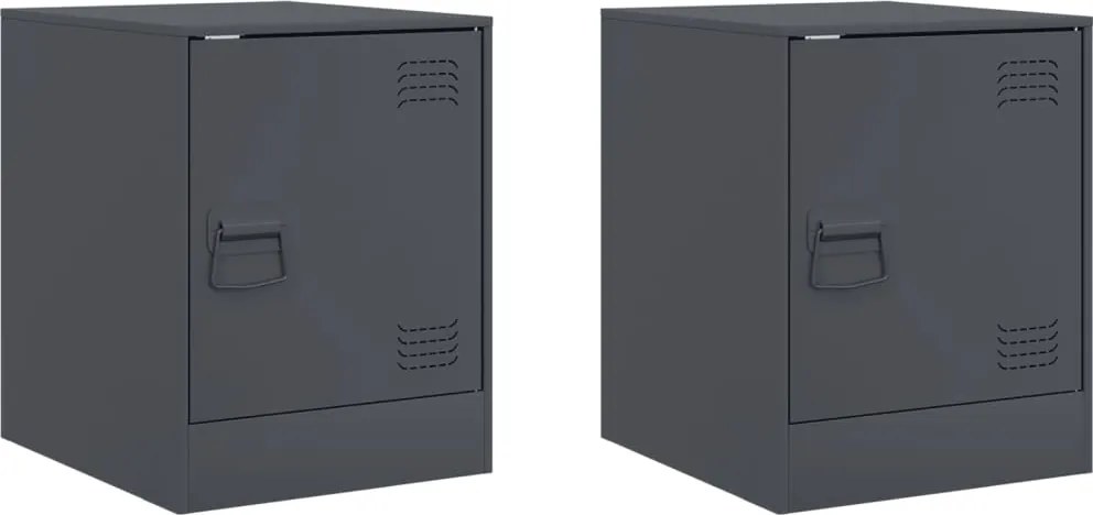 vidaXL 2 db antracitszürke acél éjjeliszekrény 34,5 x 39 x 44 cm
