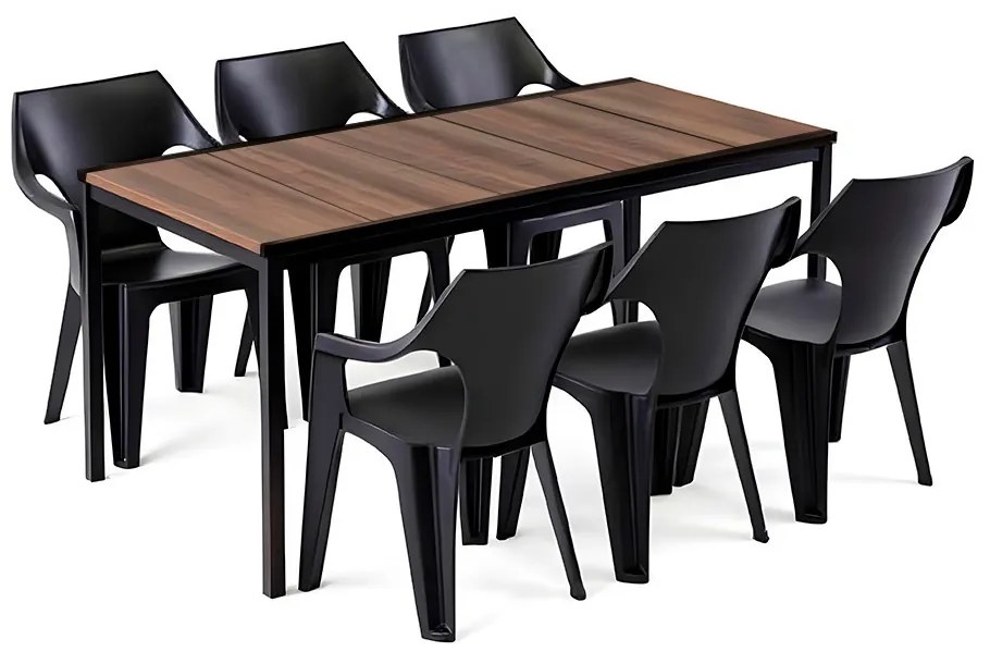 Carter Large 6+1 kerti bútor garnitúra szett dió-grafit