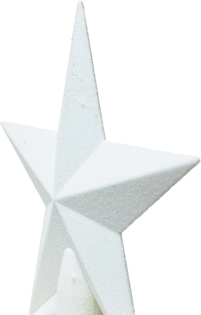 Fehér glitteres csúcsdísz csillag 19 cm