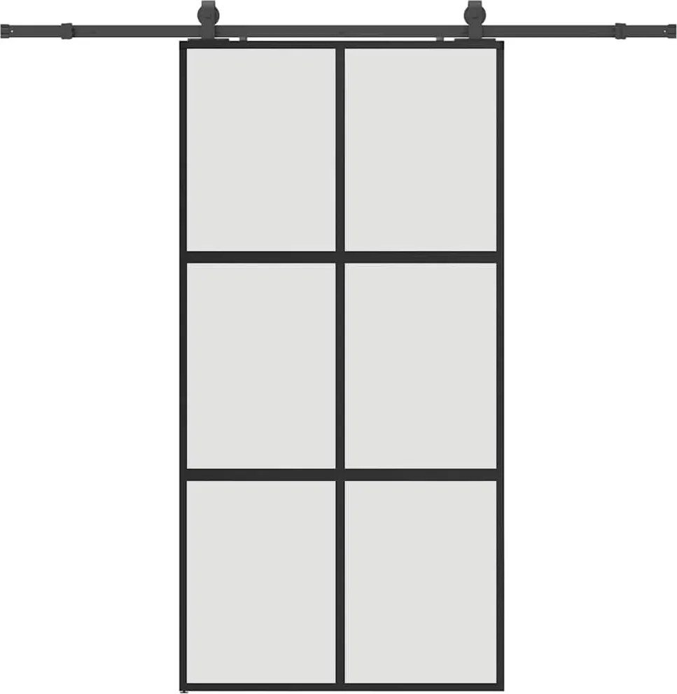 vidaXL fekete edzett üveg tolóajtó fémszerelék szettel 102,5x205 cm