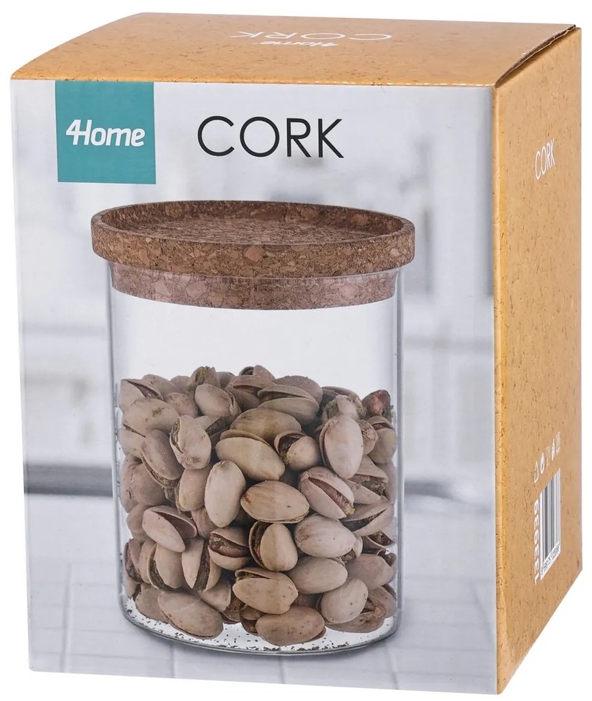 4Home Cork üvegedény fedővel, 650 ml, 650 ml