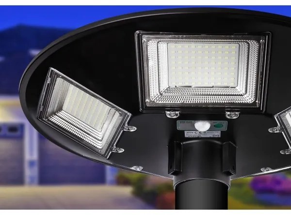 LED Napelemes utcai lámpa érzékelővel LED/22W/6V 6500K IP65 fekete + távirányító