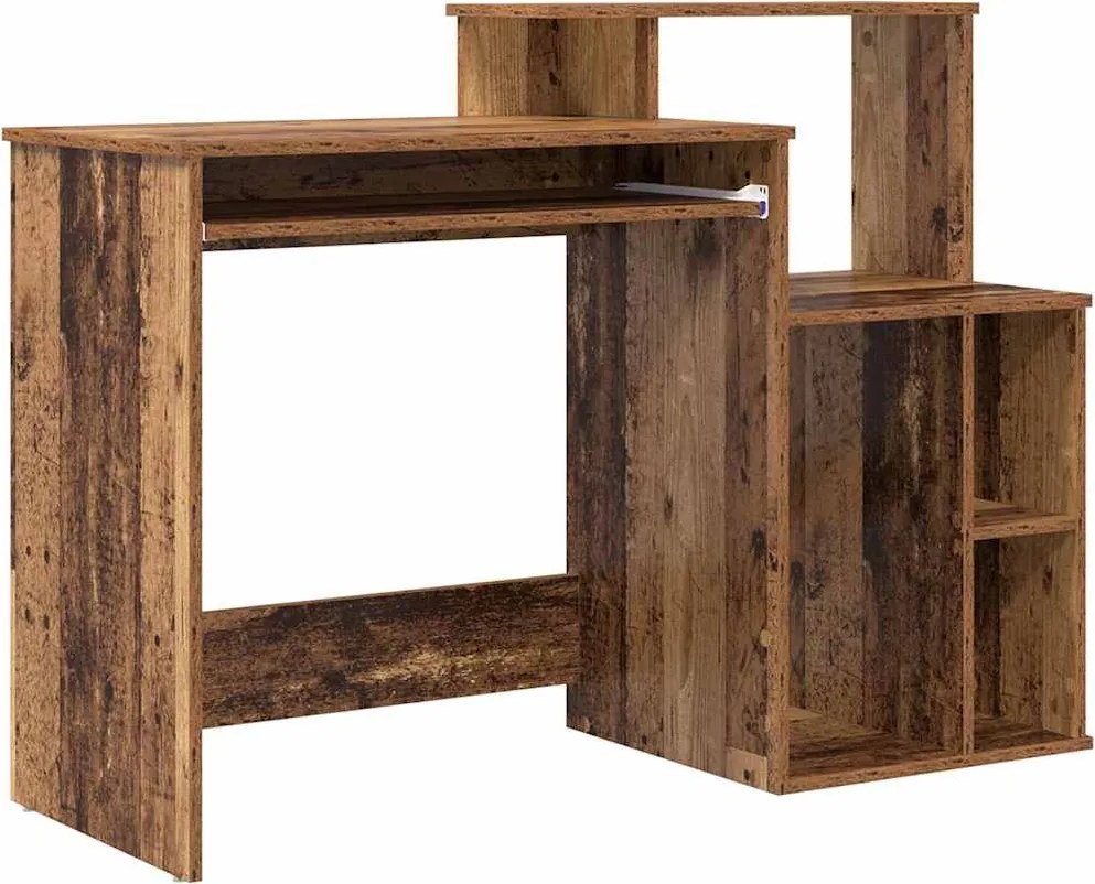 vidaXL Asztal fiókkal polcokkal Öreg fa 120,5 x 44 x 88,5 cm Faanyag