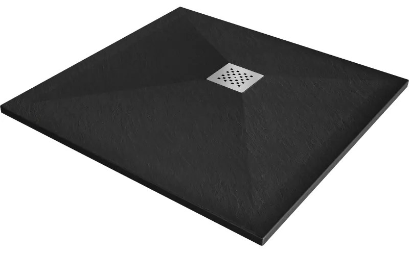 Mexen Stone+ négyzet kompozit zuhanytálca 90 x 90 cm, Fekete - 44709090