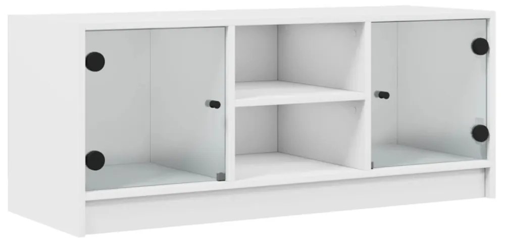 fehér TV-szekrény üvegajtókkal 102 x 37 x 42 cm
