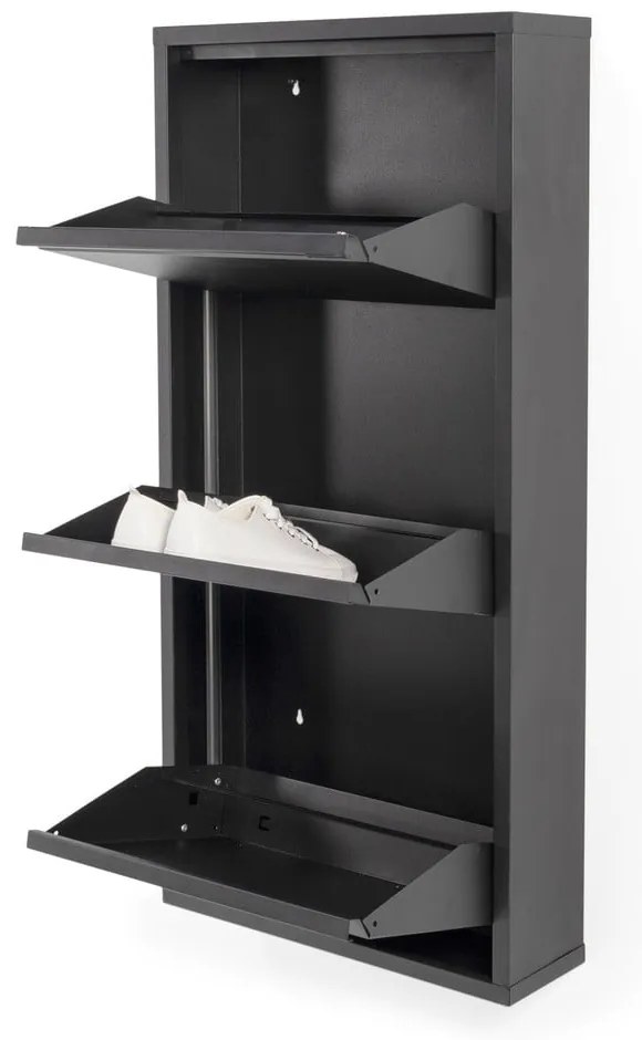 Fekete fém billenő ajtós cipőtartó 50x103x15 cm Billy – Spinder Design