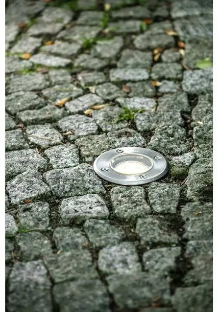 Lámpa Kerti lámpatest ALFA-O, kör, GU10 (max. 50W), IP67,  AC220-240V, 50/60Hz, (13x11cm), inox