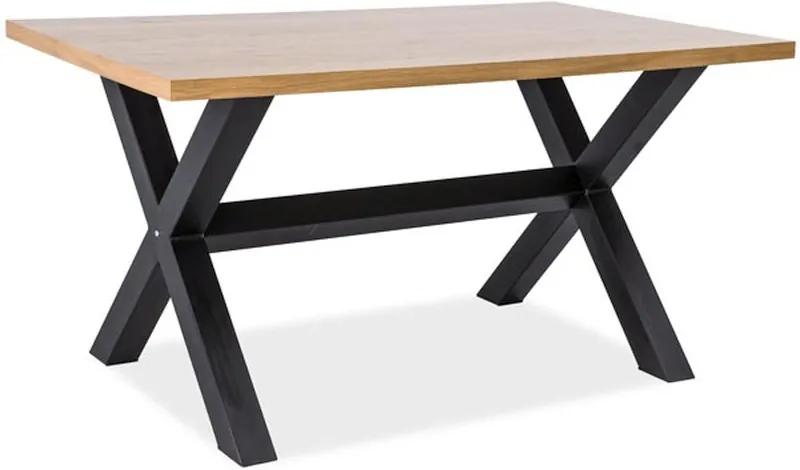 Étkezőasztal, fekete/természetes tölgy, XAVIERO 180x90