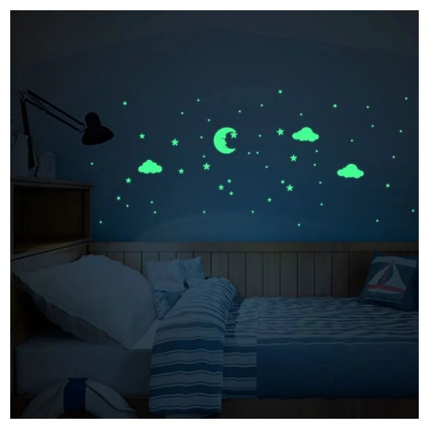 Moon and Clouds sötétben világító falmatrica - Ambiance