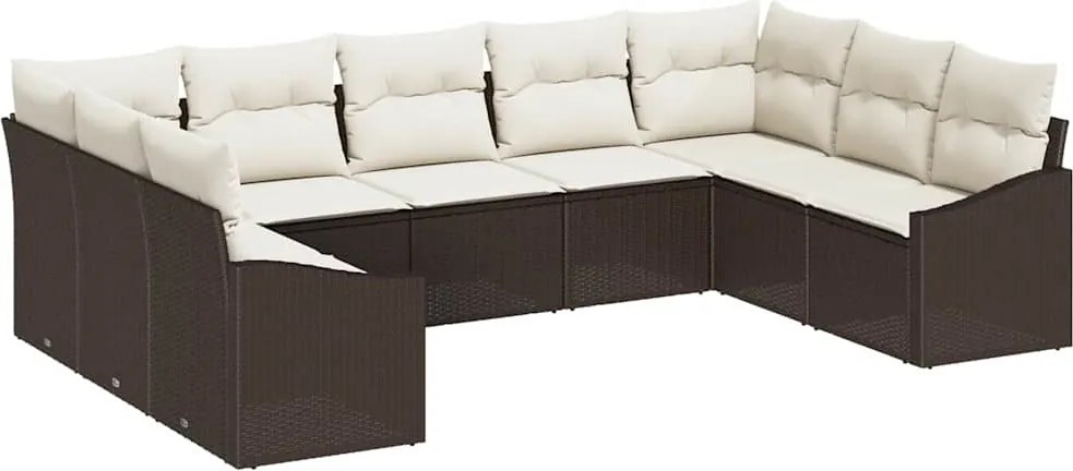 vidaXL Kanapé Szett párnával 9 pcs Barna polirattan