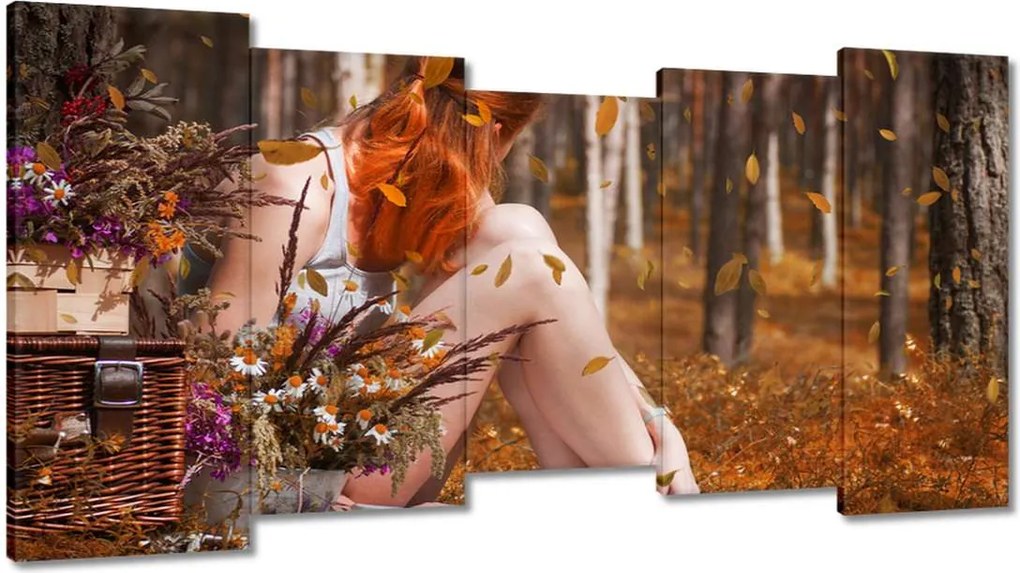 Vászonkép 150x80 Őszi vörös csaj