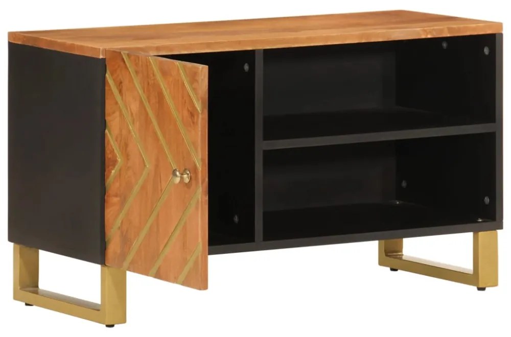 barna és barna tömör mangófa TV-szekrény 80x31,5x46 cm