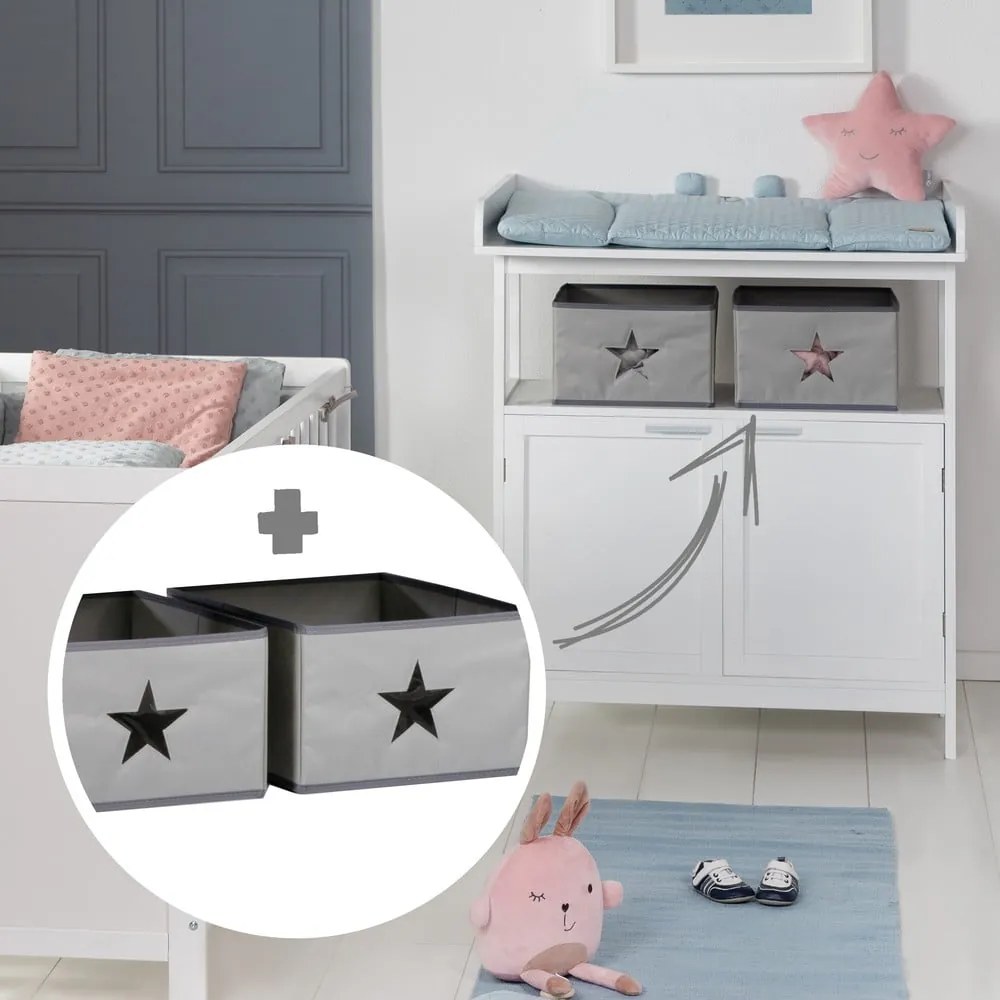 Szürke gyerek komód pelenkázó feltéttel 87x100x75 cm Hamburg – Roba