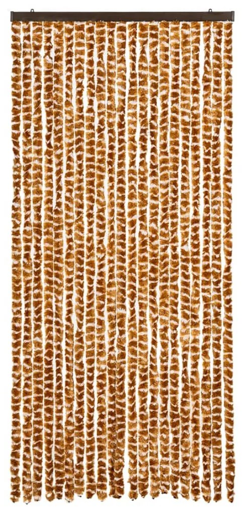 okkersárga és fehér zsenília rovarfüggöny 90 x 200 cm