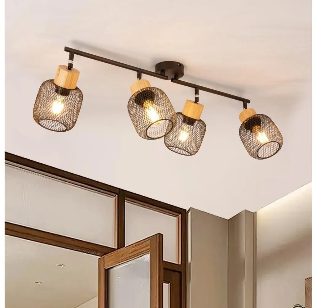 Brilagi - Spotlámpa BASKLITE 4xE27/15W/230V kaucsukfa/fekete