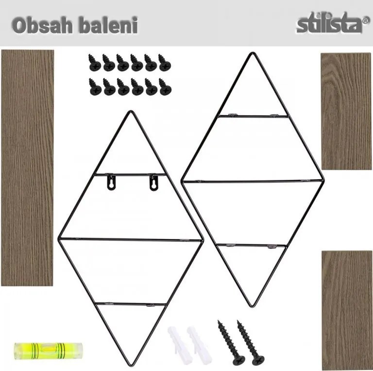 STILISTA Fali polc 48 x 47 x 11 cm sötét fa