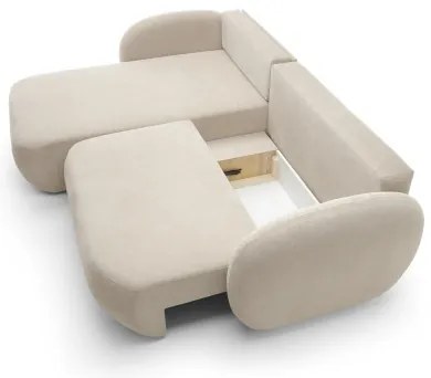 L alakú, balos OLBIA kihúzható ülőgarnitúra tárolóhellyel, bézs