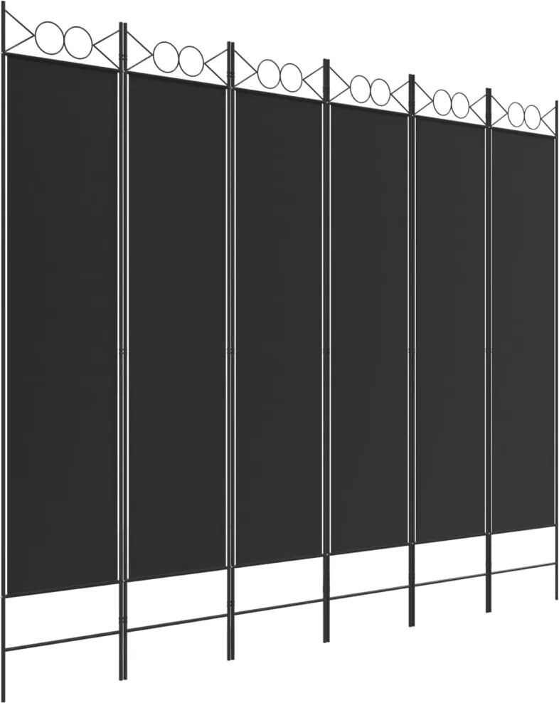 vidaXL 6-paneles fekete szövet térelválasztó 240 x 200 cm