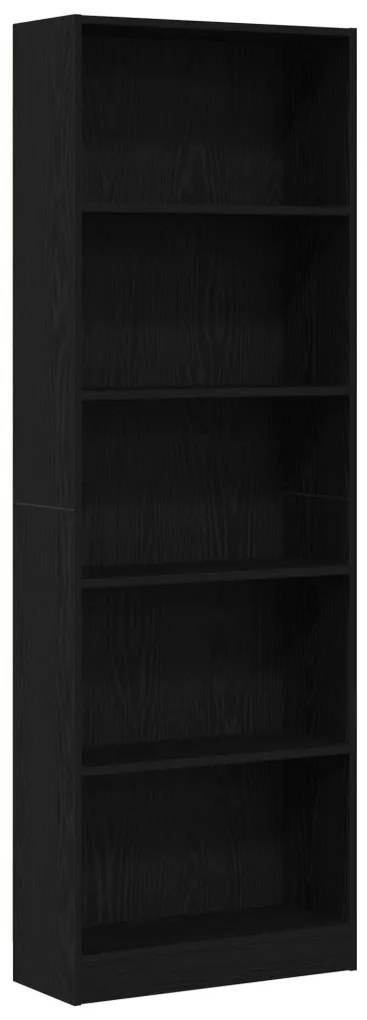 Fekete Tölgy Könyvespolc - 60 x 24 x 176 cm, Műanyag Fából