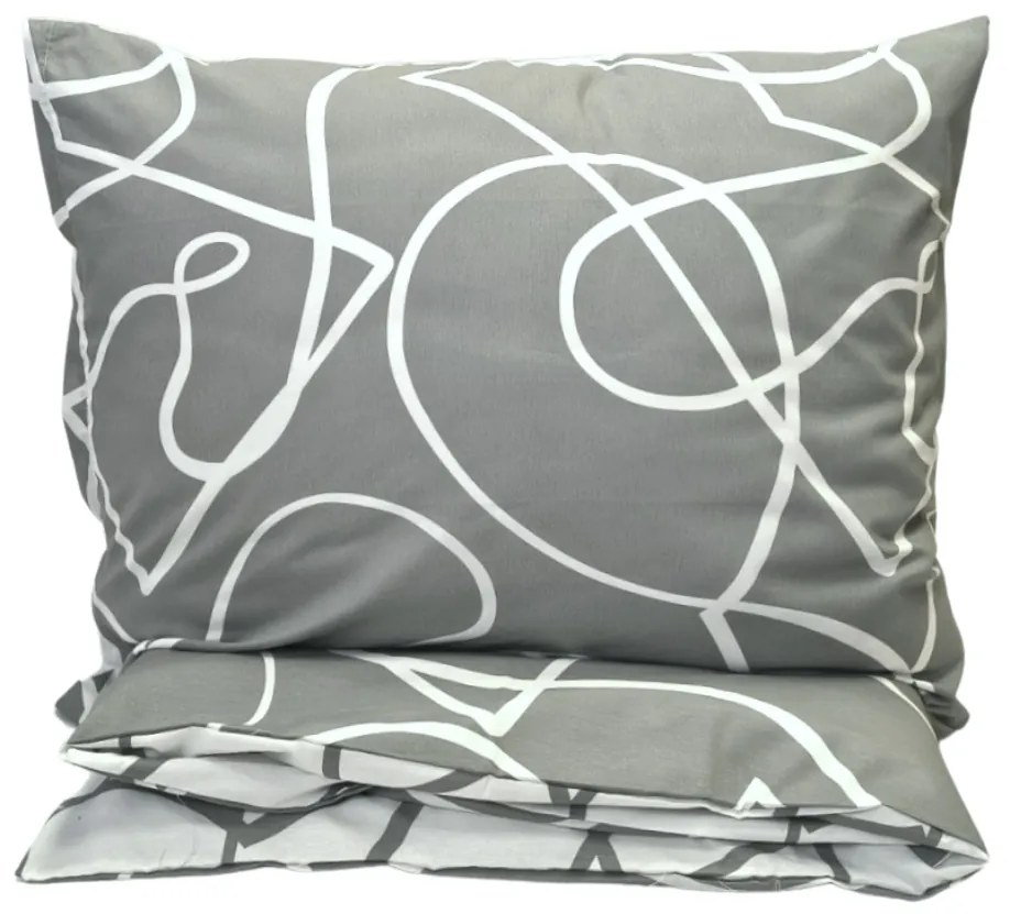 Merlot szürke pamut ágyneműhuzat 200x140cm+90x70cm TiaHome