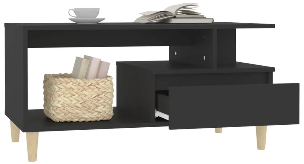 Fekete szerelt fa dohányzóasztal 90 x 49 x 45 cm