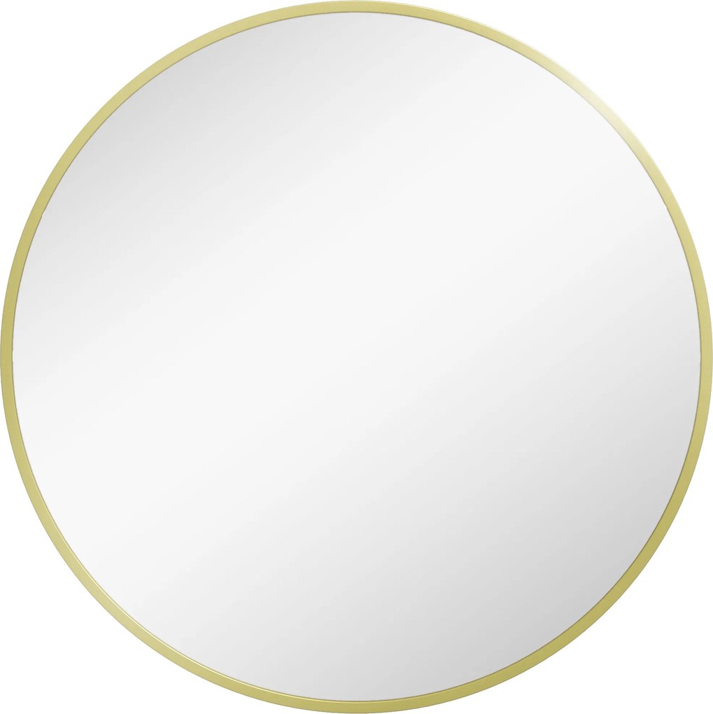 HOMCOM Fürdőszoba Tükör Ø60 cm Fali Tükör Dekoratív Tükör Alumínium Kerettel és Könnyen Telepíthető Kampóval Nappali, Előszoba, Folyosó Arany | Aosom