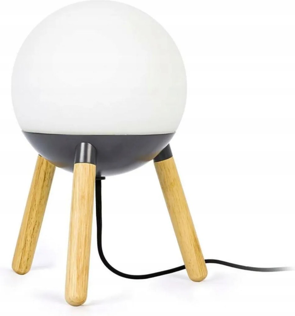 Faro Mine Glass asztali lámpa szürke üveg, fa, modern design, E27