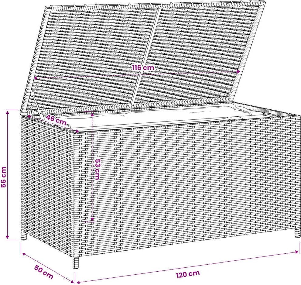 vidaXL vegyes bézs polyrattan kerti tárolóláda 190 L