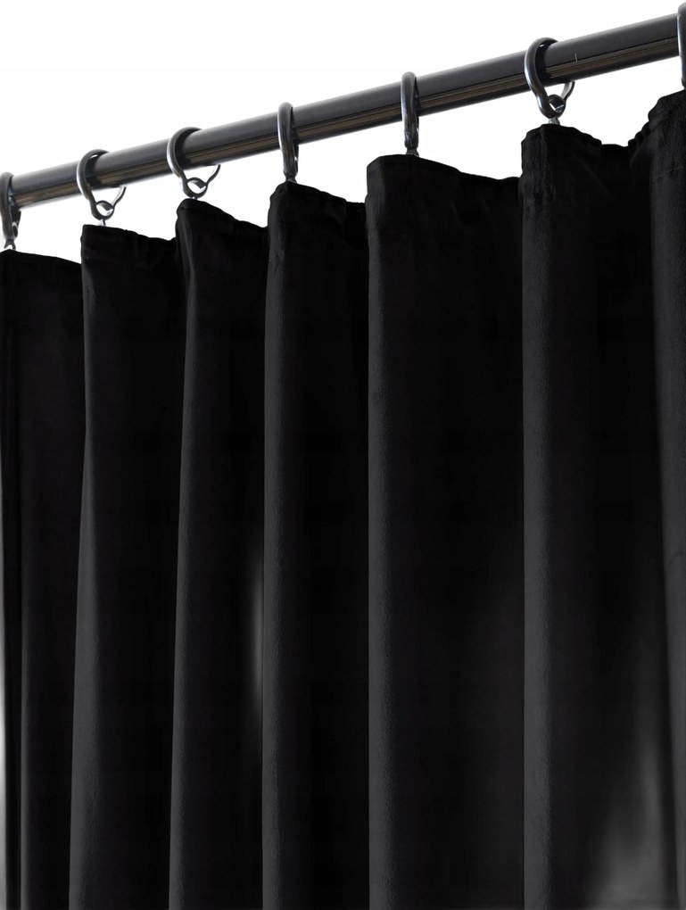 Velúr Függöny Szalagon 140x270 Fekete Sötétítő