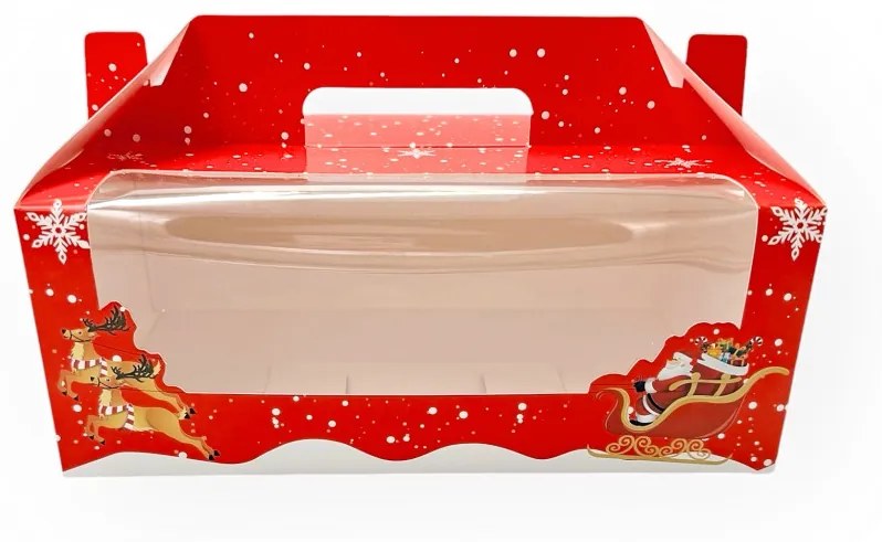 Karácsonyi ajándékdoboz, piros, Merry Christmas, 23,5×9×15,cm