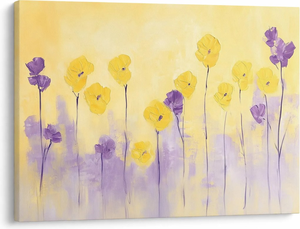 Kép - Lila és sárga virágok (70x50 cm)