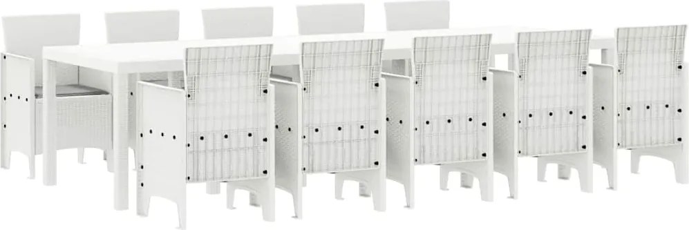 vidaXL Kert étkező szett párnával 11 pcs Fehér és világosszürke