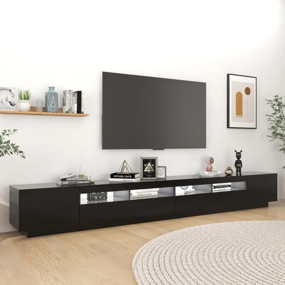 fekete TV-szekrény LED-lámpákkal 300 x 35 x 40 cm