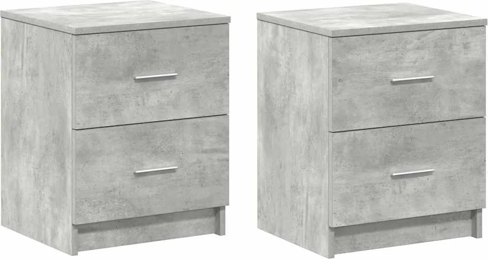 vidaXL 2 db betonszürke éjjeliszekrény 2 fiókkal 40x36x50 cm