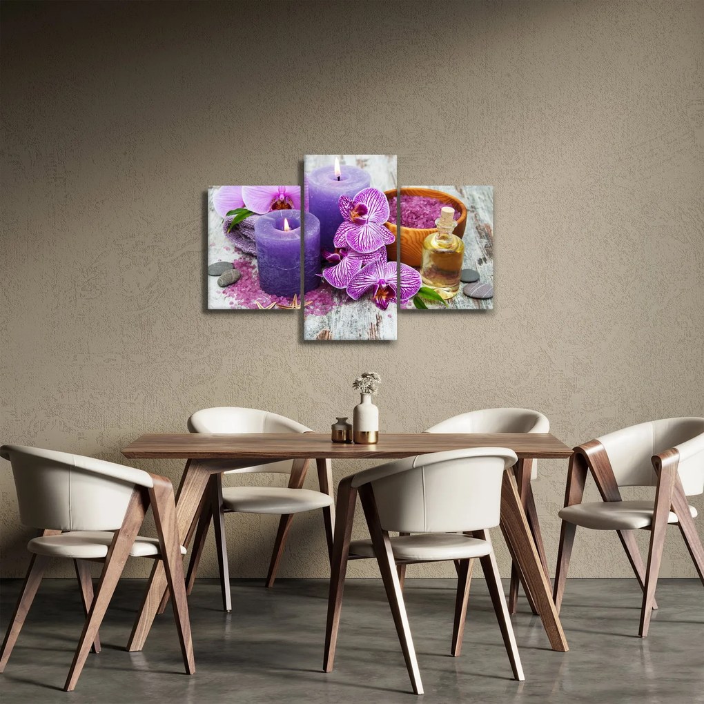 Orchideák és gyertyák képe (90x60 cm)