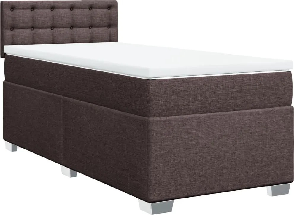 vidaXL sötétbarna szövet rugós ágy matraccal 80 x 200 cm