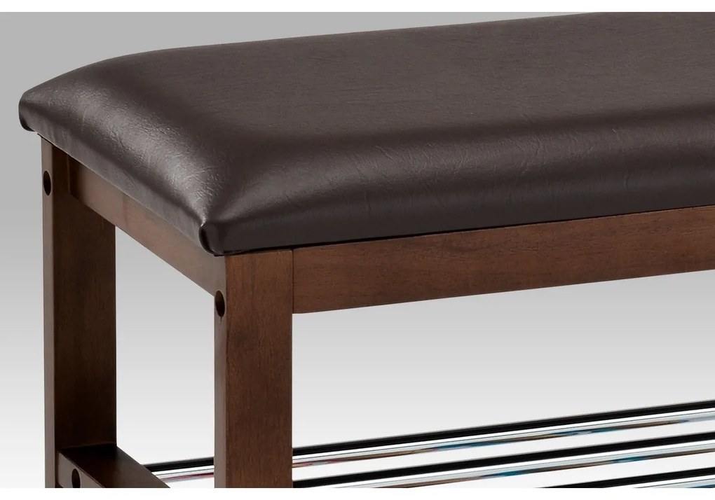 Cipőtartó állvány ülőkével 2 szintes, barna/barna, 80 x 30 x 49 cm