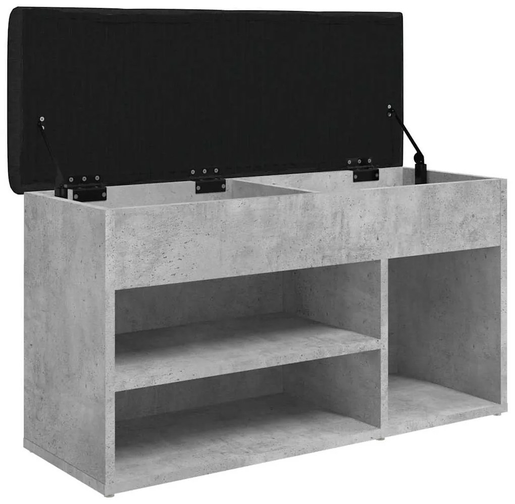 betonszürke szerelt fa cipőtároló pad 82 x 32 x 45,5 cm