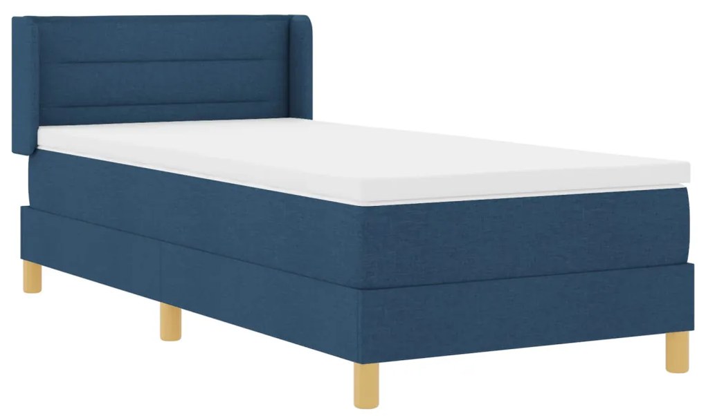 Boxspring Ágy, Kék Matrac, 90 x 200cm, Szövet