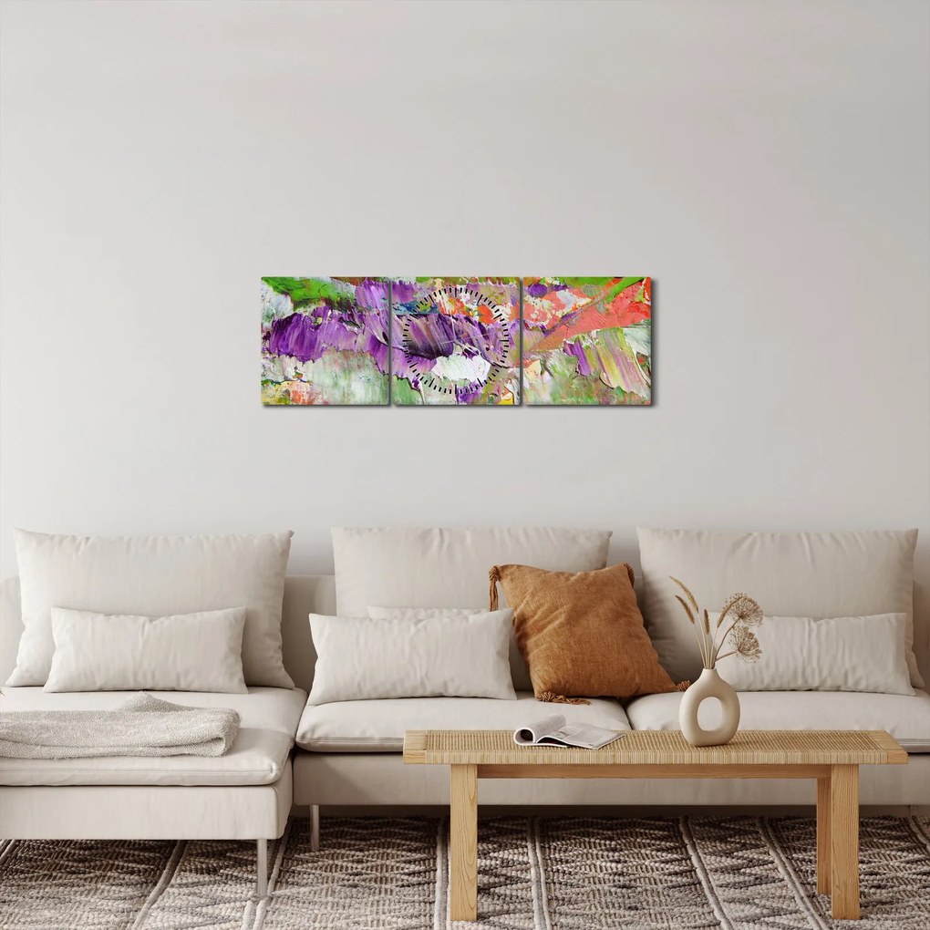 Absztrakció kép - festmény (órával) (90x30 cm)