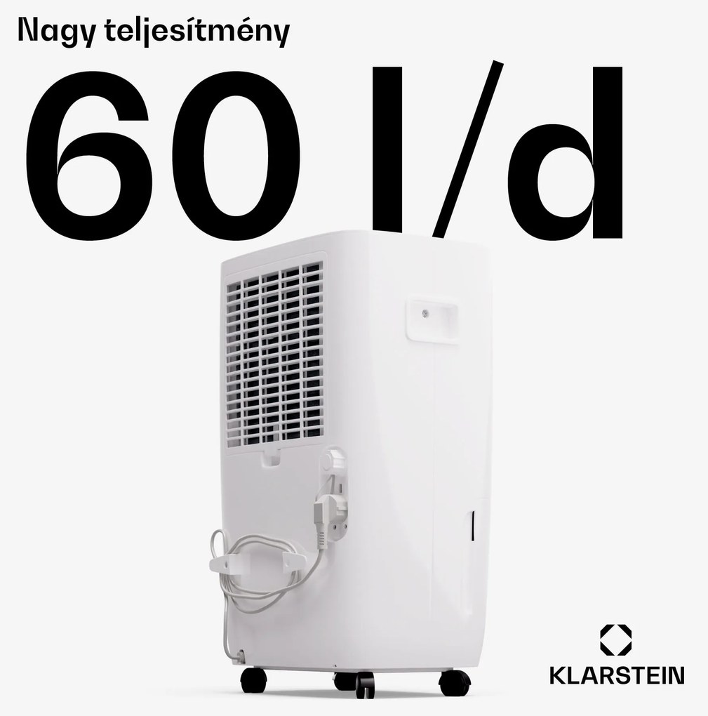 Klarstein DryFy Pro Connect Smart, Párátlanító, WiFi, Kompresszor, 60l/24 h, 45-65 m²