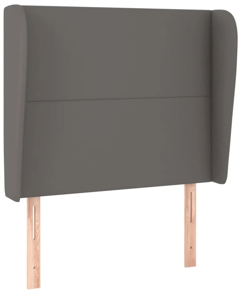 szürke műbőr fejtámla szárnyakkal 103 x 23 x 118/128 cm